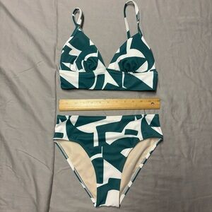 Joe Fresh Teal and White Abstract Bikini Set